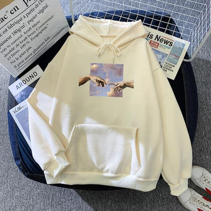 Aesthetic Connecting Hand Hoodie Hoodies & Sweatshirts Mr. Xiao's Store Snow White S 