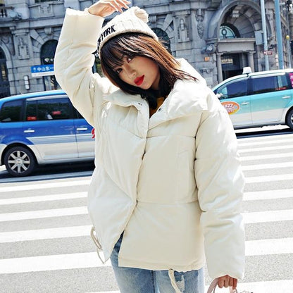 Hooded Puffer jacket Down Coats chu mark parka Store Beige S 