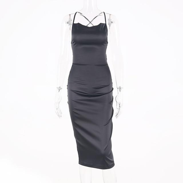 Sleeveless Satin Dress - FashionAngelz