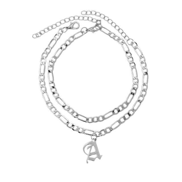 Old English Cuban Initial Anklet - FashionAngelz