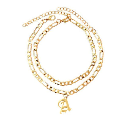 Old English Cuban Initial Anklet - FashionAngelz