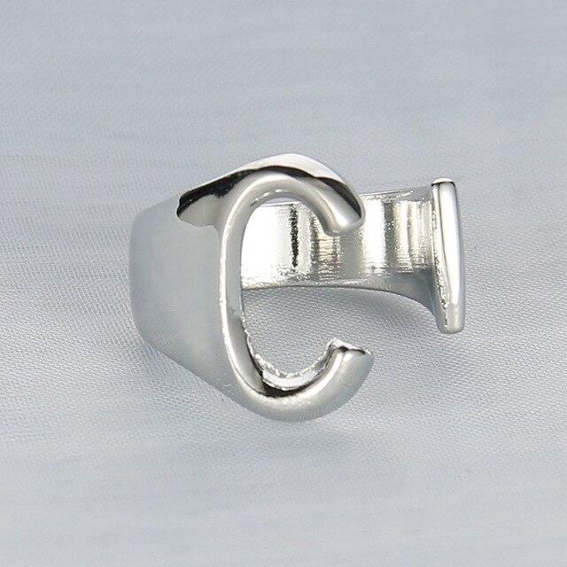Silver Letter Ring - FashionAngelz