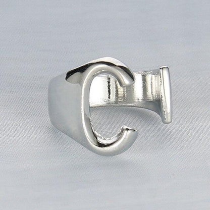 Silver Letter Ring - FashionAngelz