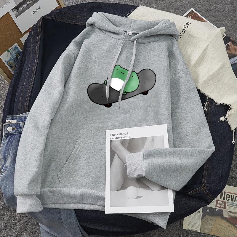 Skateboard Frog Vibes Hoodie Hoodies & Sweatshirts Shop5435238 Store Dusty Grey XS 