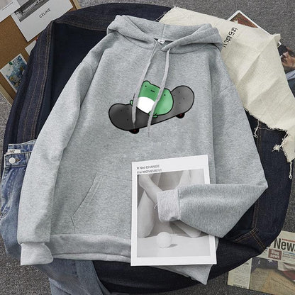 Skateboard Frog Vibes Hoodie Hoodies & Sweatshirts Shop5435238 Store Dusty Grey XS 