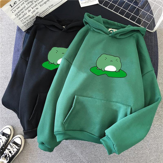 Angry Frog On Lily Pad Hoodie Hoodies & Sweatshirts TING&TAO Store Forest Green S 