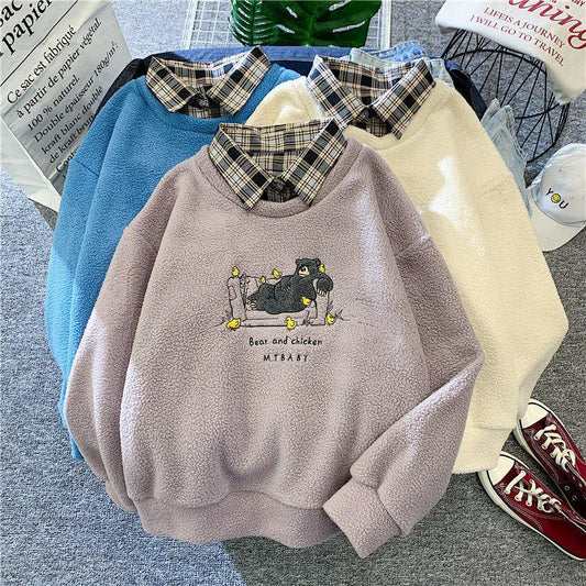 Bear & Chicks Sweater Hoodies & Sweatshirts JiuCheng_001 Store Brown S 