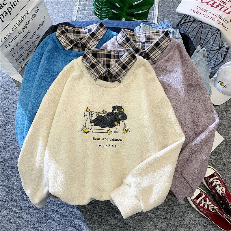 Bear & Chicks Sweater Hoodies & Sweatshirts JiuCheng_001 Store Beige S 